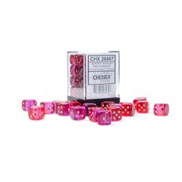 Chessex 12mm d6 (36) Gemini Translucent - Red-Violet/Gold