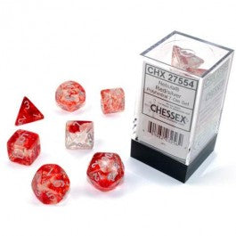 Chessex 7-Die Set Nebula Luminary - Red/Silver