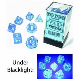 Chessex 7-Die Set Luminary Borealis - Sky Blue/White