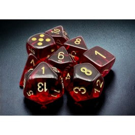 Chessex 7-Die Set Translucent - Crimson/Gold
