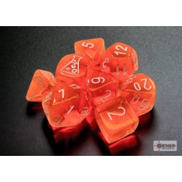 Chessex 7-Die Set Translucent - Neon Orange/White