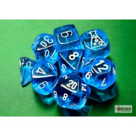 Chessex 7-Die Set Translucent - Tropical Blue/White