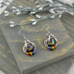 D20 Rainbow Pride Earring - Multi Color Dice