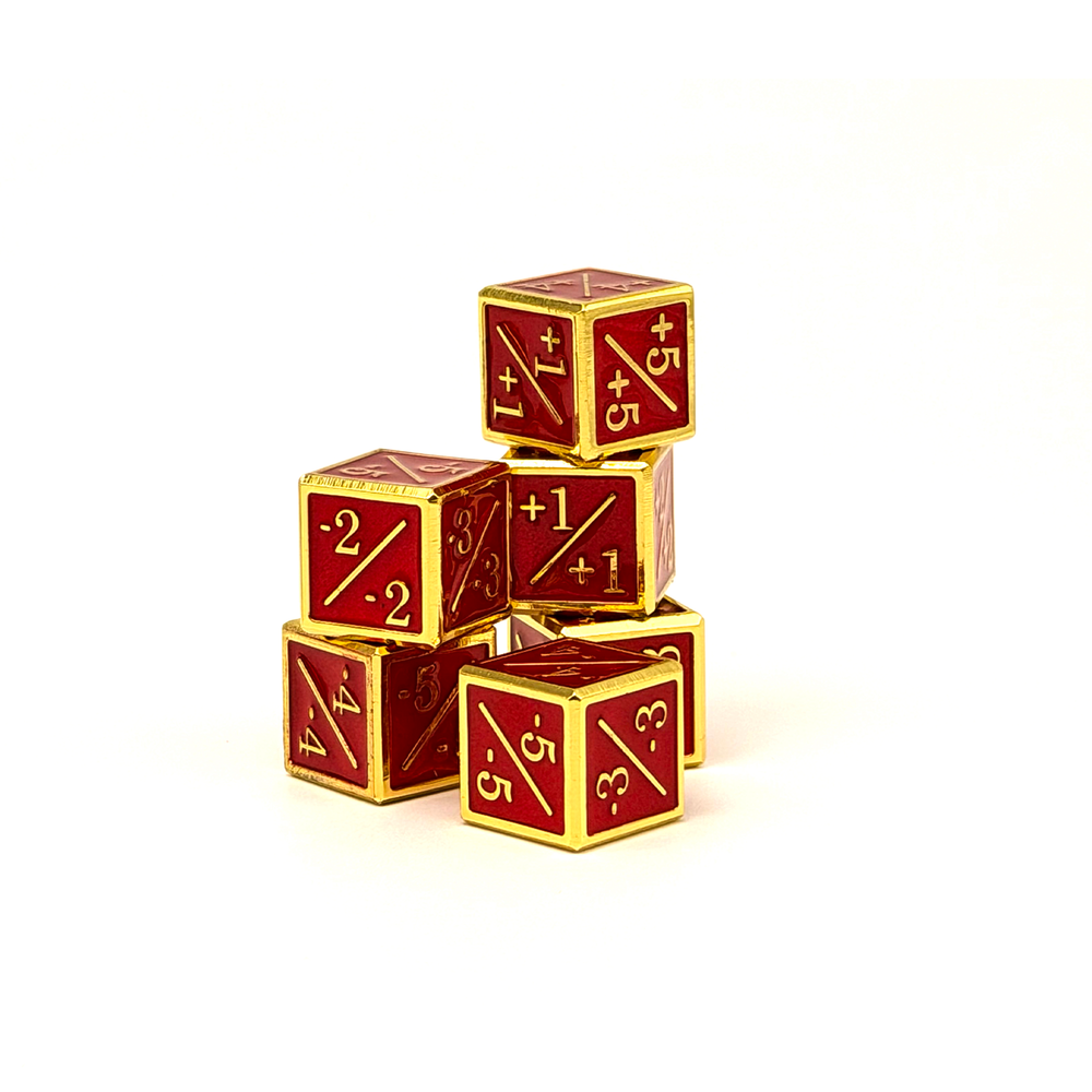 +1/+1 & -1/-1 D6 Veil of Forgotten Magic Pack of 6 CCG Metal Dice