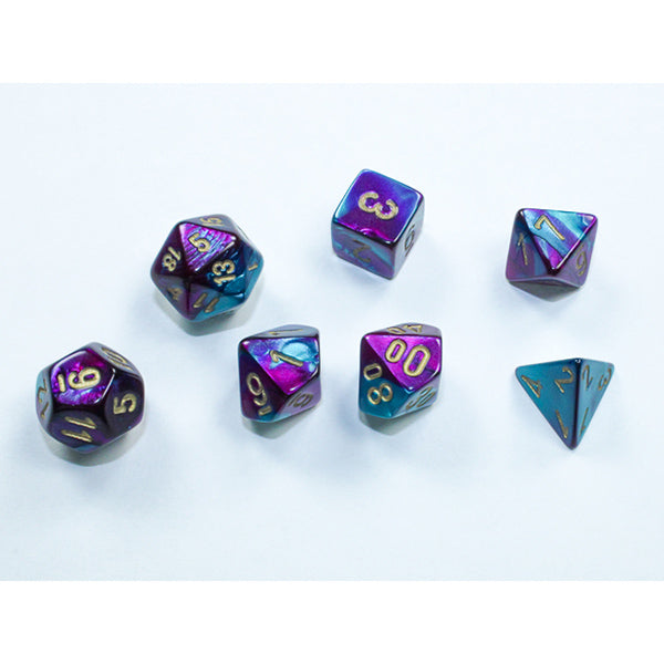 Chessex 7-Die Set Mini Gemini - Purple-Teal/Gold