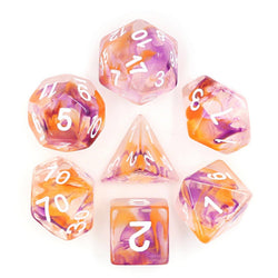 Purple & Orange Swirl Dice RPG Dice Set