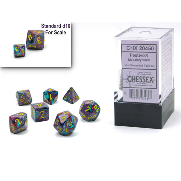 Chessex 7-Die Set Mini Festive - Mosaic/Yellow