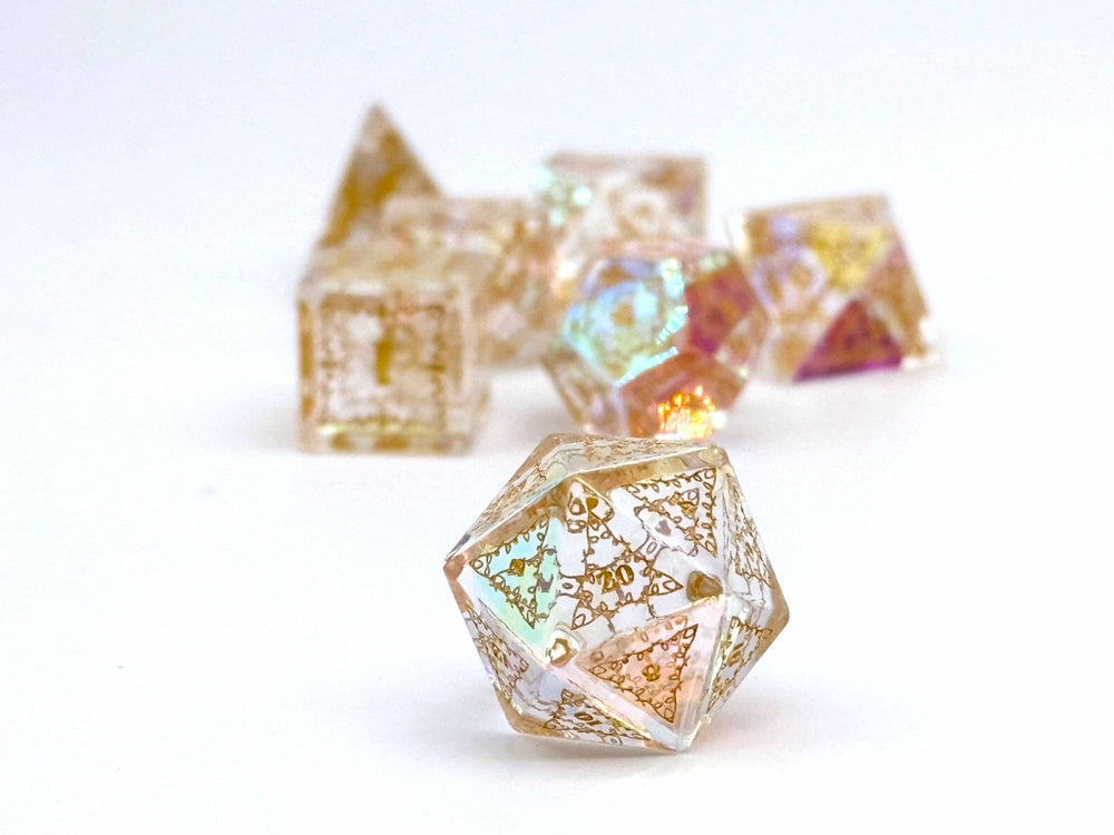 Holiday Orc Mystery Gemstone or Glass Dice Set with Premium Holiday Book Tin: Single
