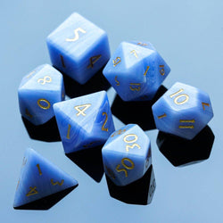 Blue Patterned Agate Gemstone Dice Set