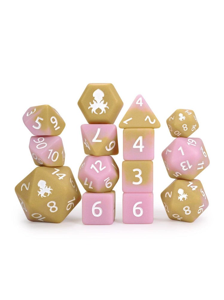 Strawberry Cold Foam Matte 14pc Dice Set inked in White