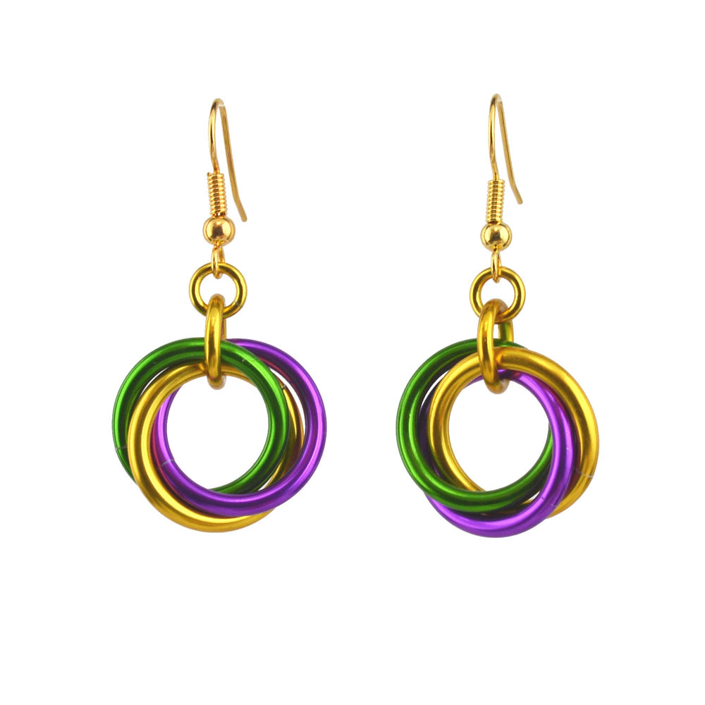 Mardi Gras Large Knot Earring