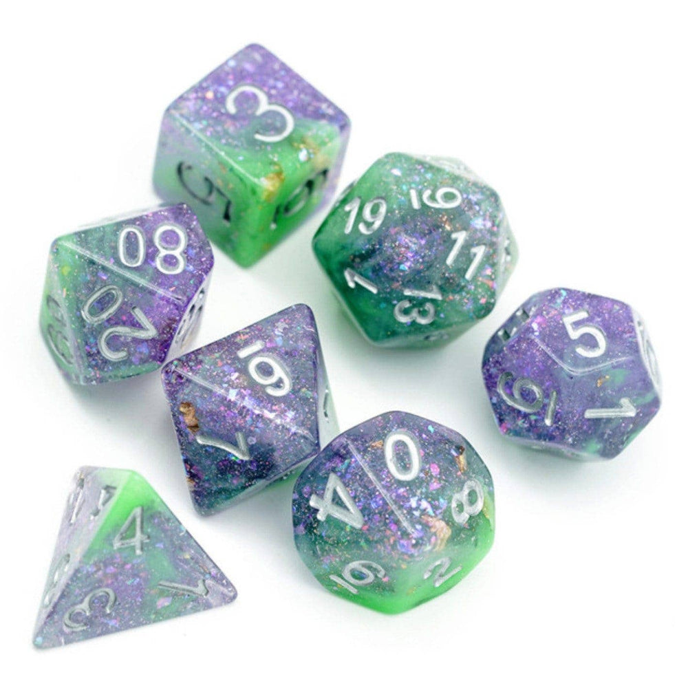 Green & Purple Seabed Treasure Dice Set