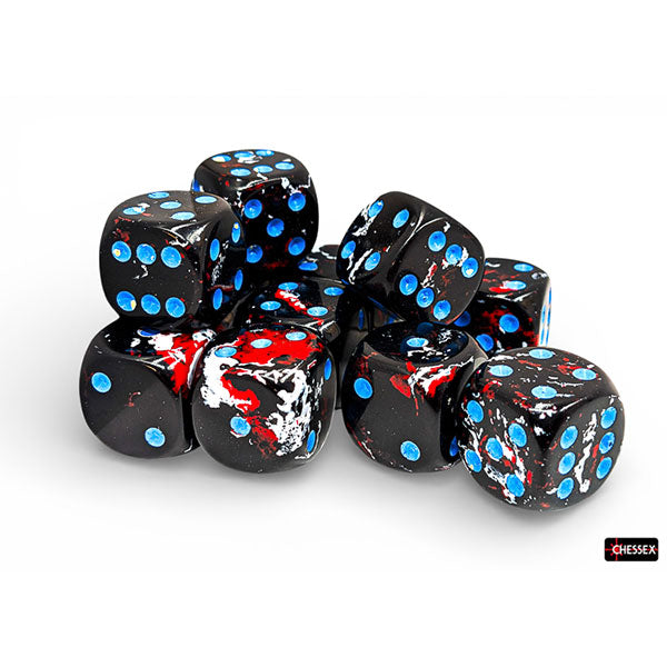 Chessex 16mm d6 (12) Brush Dice - Dark Side