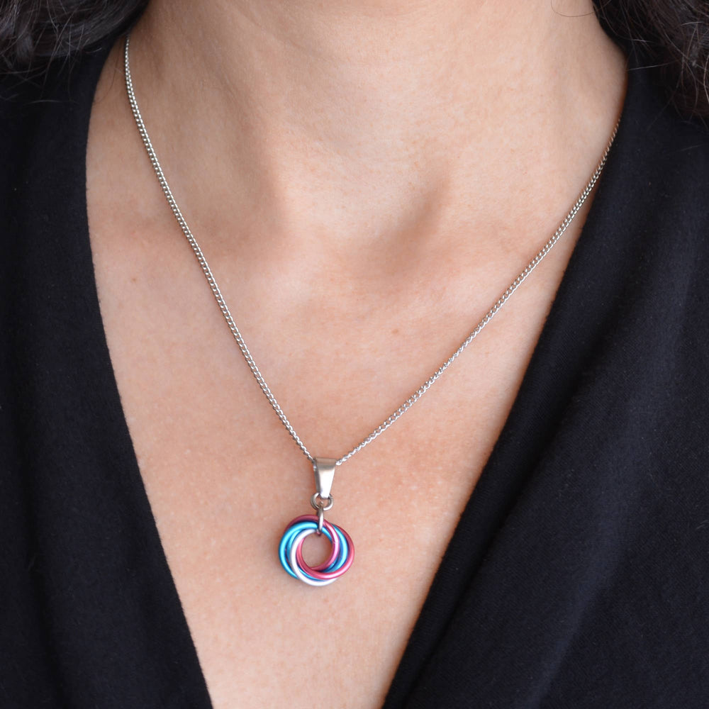 Transgender Pride Pendant - Small Swirl: Light
