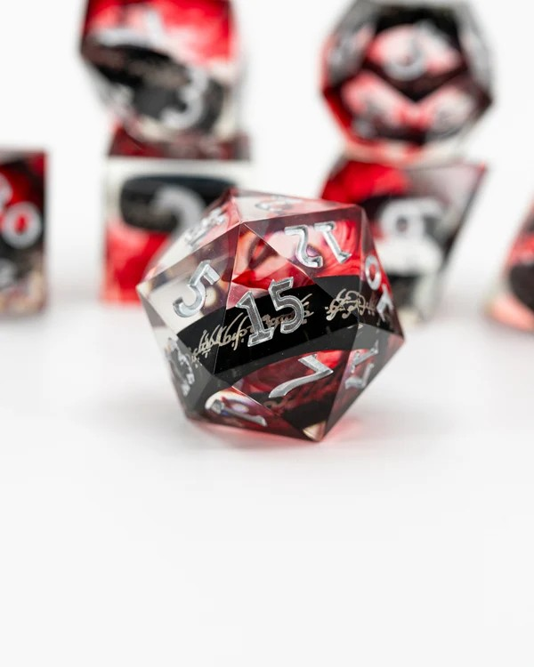 Seven for Dwarf Lords | Ring Inclusion | 7 Piece Sharp Edge Dice Set