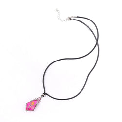 Mysticage Dice Chain Necklace with D4 - Black Leather Chain