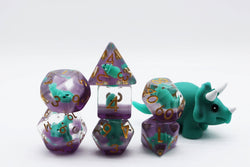 Green Triceratops RPG Dice Set