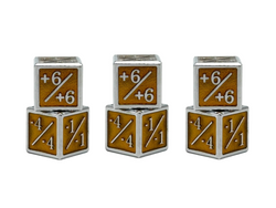 +1/+1 & -1/-1 D6 Yellow Pack of 6 CCG Metal Dice