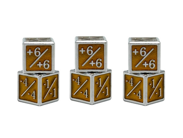 +1/+1 & -1/-1 D6 Yellow Pack of 6 CCG Metal Dice
