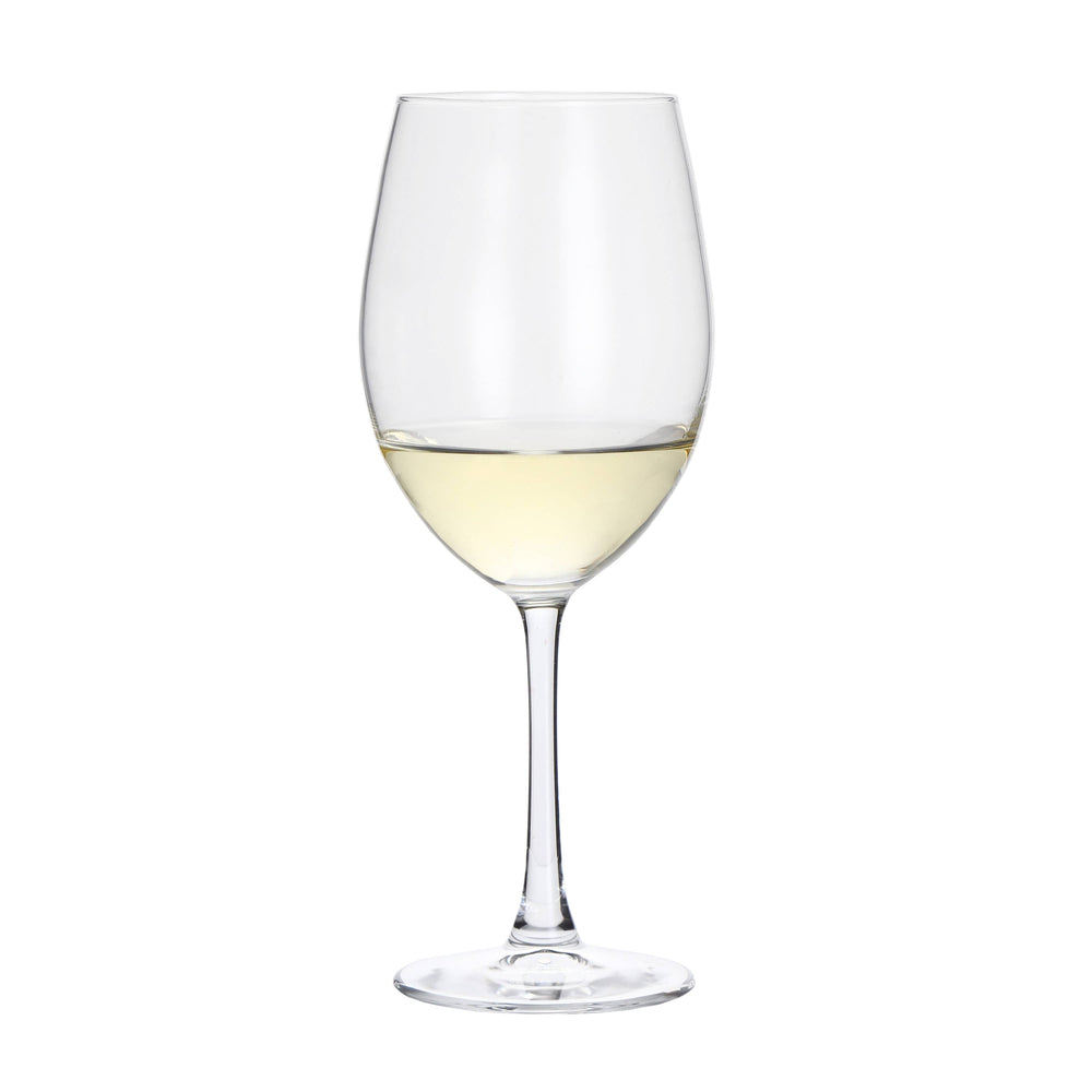 Lorren Home Trends White Wine Glasses, Clear Glass, 13 Ounce Capacity, Long Stem Design, Set of 6