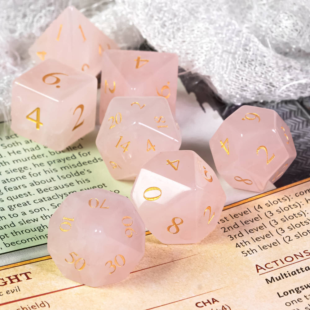 Rose Amethyst Gemstone Dice Set