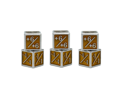 +1/+1 & -1/-1 D6 Yellow Pack of 6 CCG Metal Dice