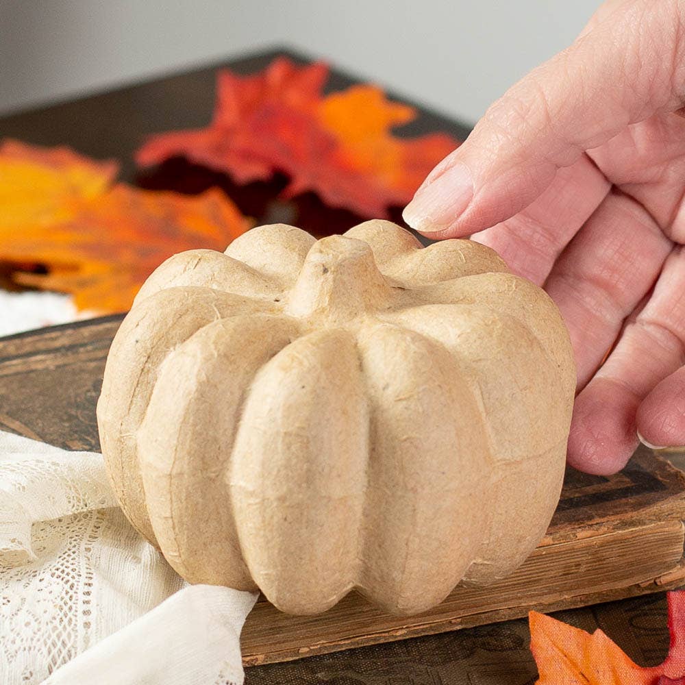 Paper Mache Pumpkin - 2-1/2" H x 3-1/4" dia