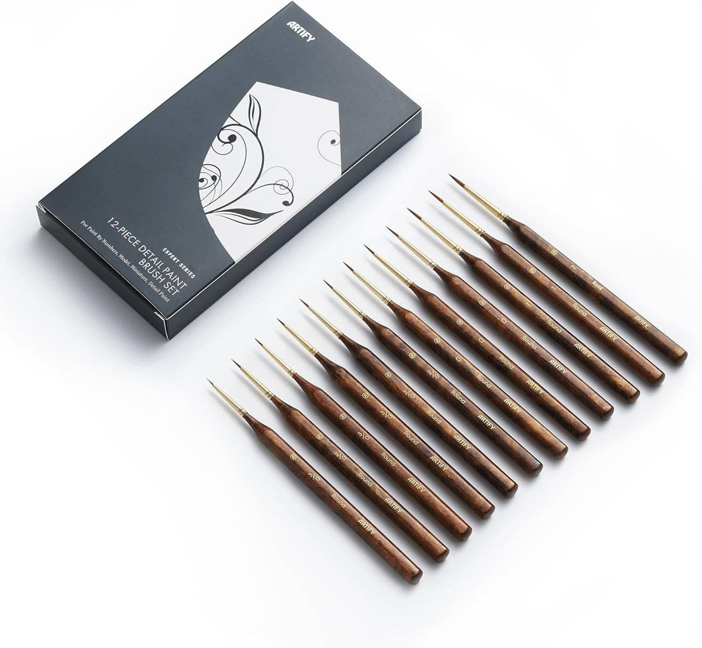 Extreme Detail Paint Brushes for Miniature, Round Tip Nylon: 10 Pcs