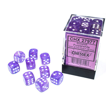 Chessex 12mm d6 (36) Borealis Luminary - Purple/White