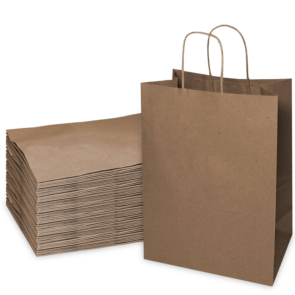 12x7x13 Large Kraft Paper Gift Bags w/Twine Handles: 100pcs