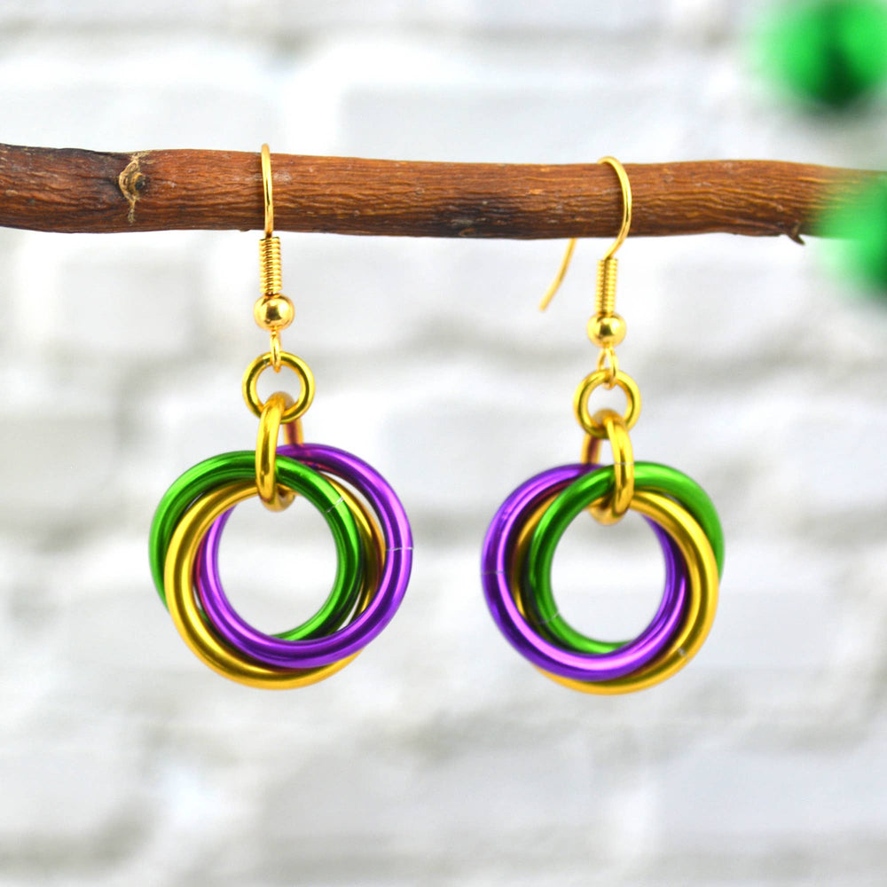 Mardi Gras Large Knot Earring
