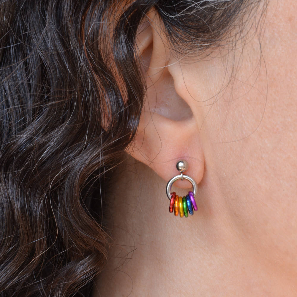 LGBTQ Rainbow Pride - Tiny Hoop Flag Earring