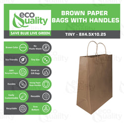 8x4.5x10.25 Tiny Kraft Paper Gift Bags: 150