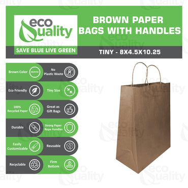 8x4.5x10.25 Tiny Kraft Paper Gift Bags: 250
