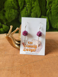 D20 Dice Earrings: Silver Daggers, Color Options | D&D Gift : Purple