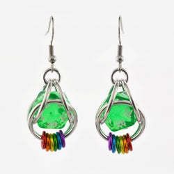 D20 Earrings - LGBTQ Rainbow or Ombre Coil: Rainbow / Purple