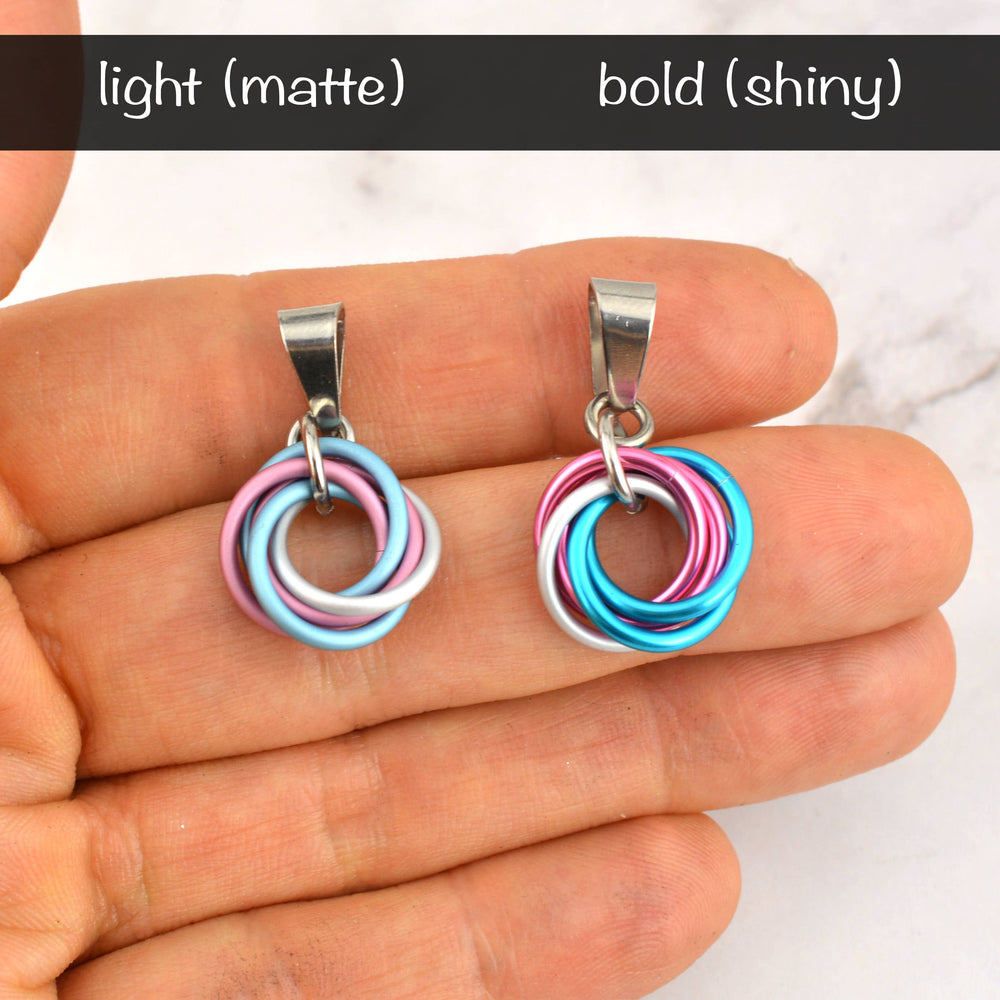 Transgender Pride Pendant - Small Swirl: Light