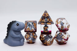 Gray T-Rex RPG Dice Set