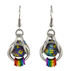 D20 Rainbow Pride Earring - Multi Color Dice