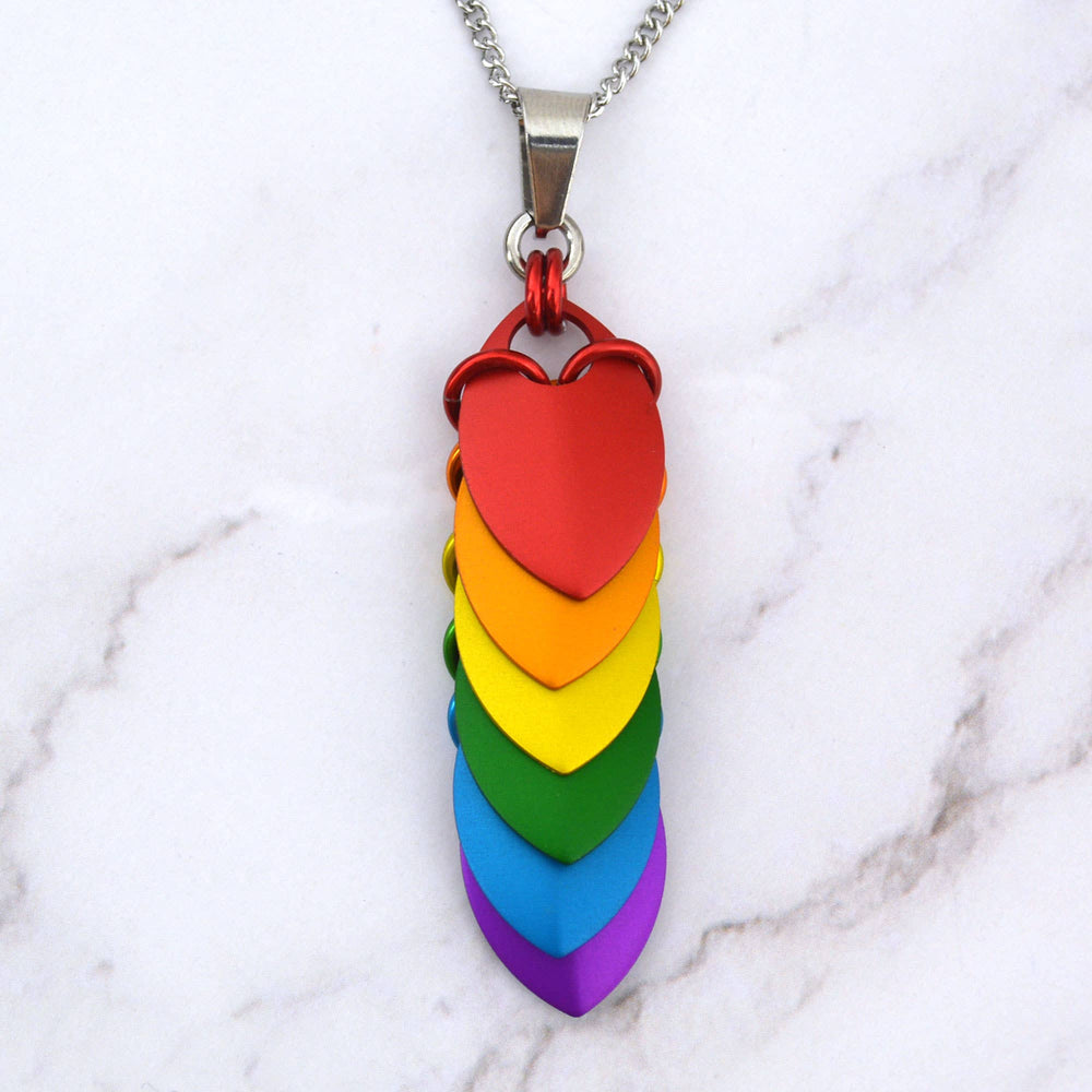 LGBTQ Rainbow Pride - Long Chevron Pendant: Shiny