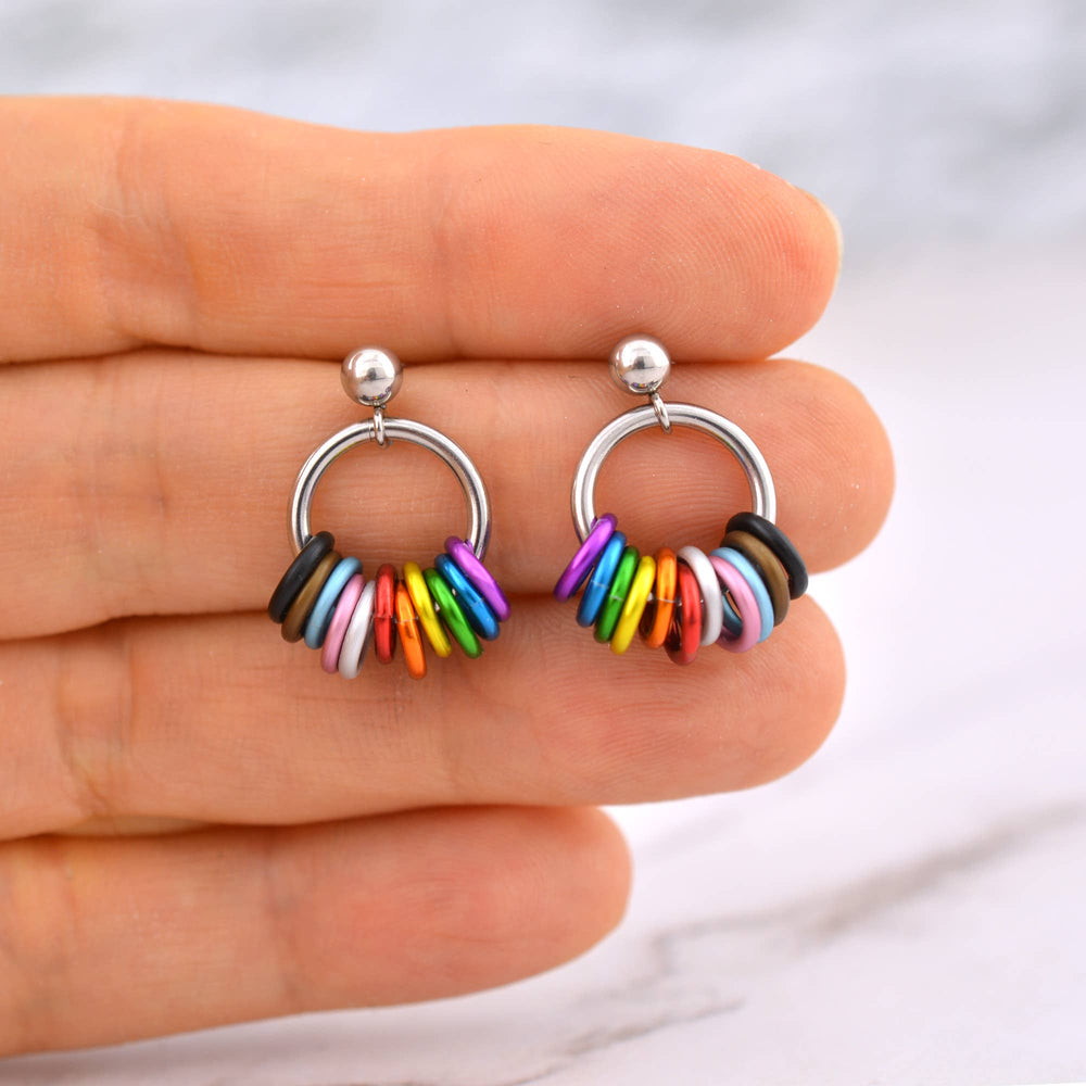 LGBTQ Progress Pride - Small Hoop Earring on Post
