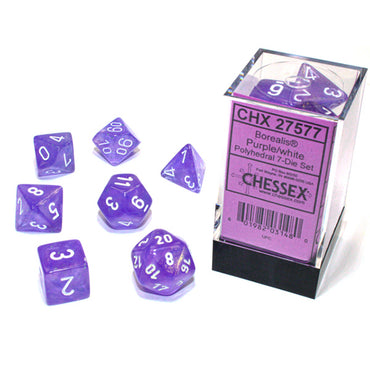 Chessex 7-Die Set Borealis Luminary - Purple/White
