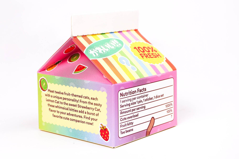 Milk Carton Mystery Dice 12 Pack Different Fruit Kawaii Cats