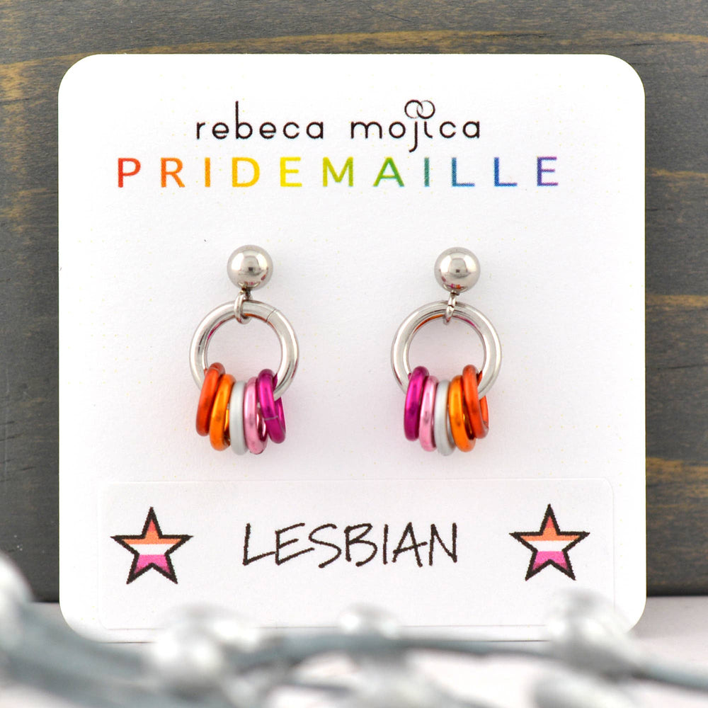 Lesbian Pride - Tiny Hoop Flag Earring