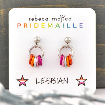 Lesbian Pride - Tiny Hoop Flag Earring