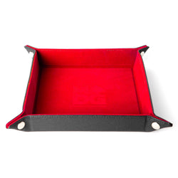 Velvet Folding Dice Tray with Leather Backing (7 Colors): Black