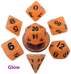 10mm Mini Dice Acrylic Polyhedral Set (24 Options): Marble with Blue Numbers