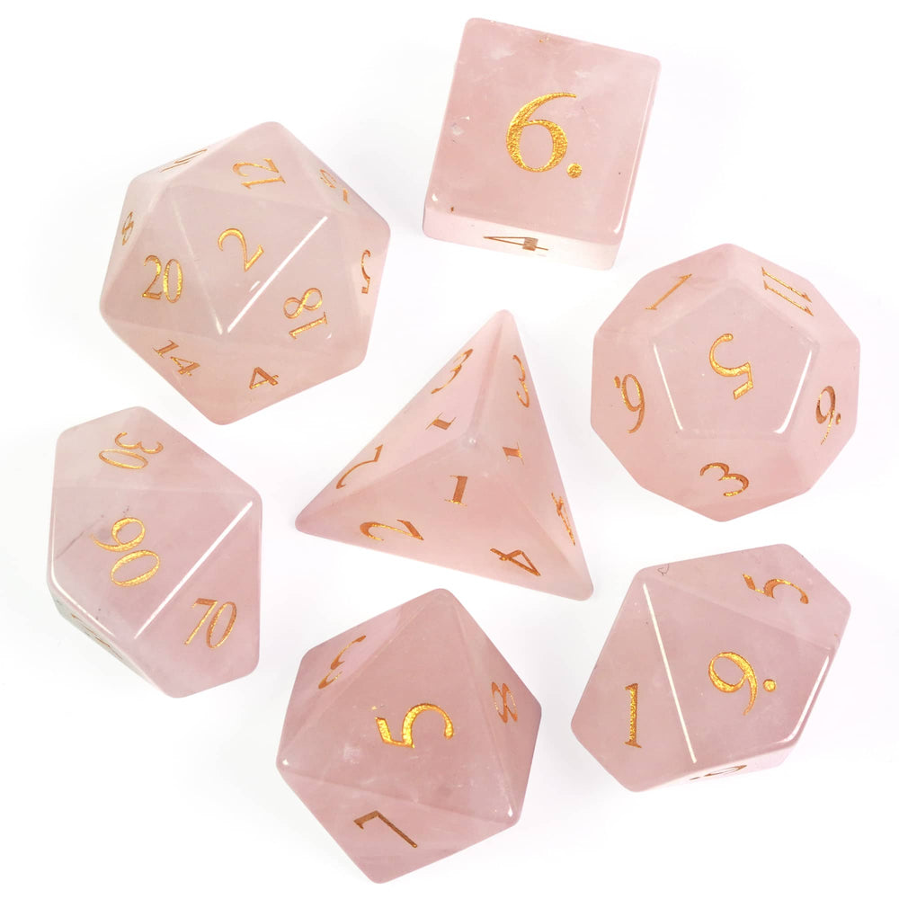 Rose Amethyst Gemstone Dice Set