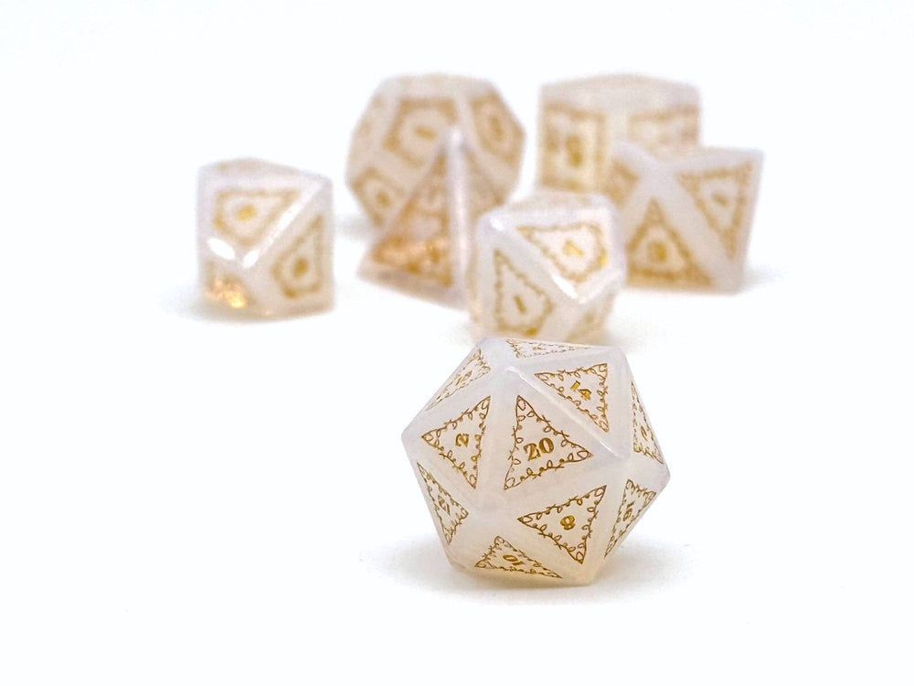 Holiday Orc Mystery Gemstone or Glass Dice Set with Premium Holiday Book Tin: Single