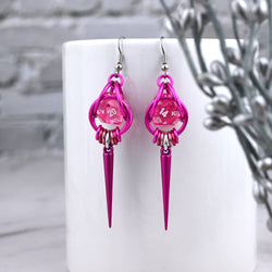 D20 Dice Earrings with Spike - Pink